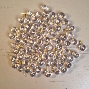 Clear & Gold Round Push Pins
